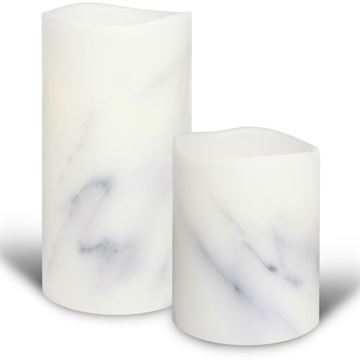 Batterilys af voks Led nordic marmor Dia 7,8cm x H10,1cm Enjoy candles