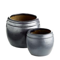 Glaseret keramik krukkesæt af 2 M sort/grå fra Tine K Home / AFHENT SELV