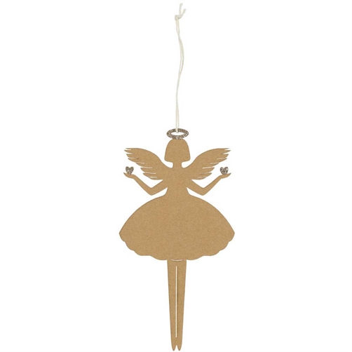 Papirklip engel natur med vinger, halo og glimmer H16,5cm fra Ib Laursen