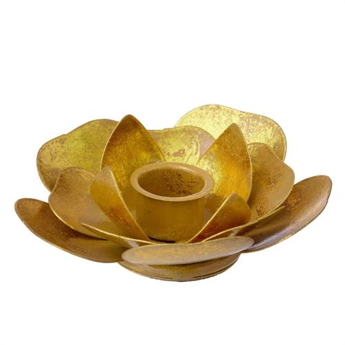blomsterformet lysestage i guld fra Bungalow
