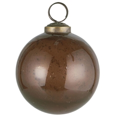 Julekugle i pebbled glas i farven mocca H: 8,5 Ø: 8 cm fra Ib Laursen
